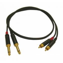 1m prepojovací kábel 2x mono Jack 6,3mm - 2x RCA