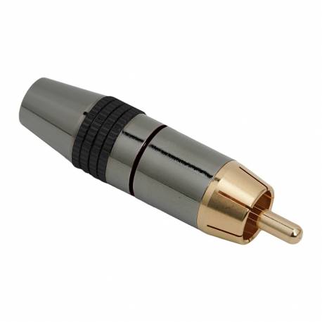 RCA zástrčka pozlátená ku káblom o max. priemere 8 mm s označením