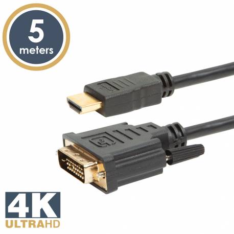 DVI-D / HDMI kábel • 5m pozlátený