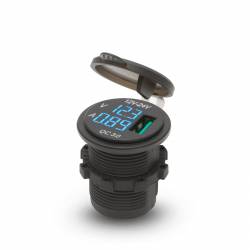 USB zásvuka zabudovateľná na miesto autozapalovača LED zobrazenie napätia modrá - 1 x USB