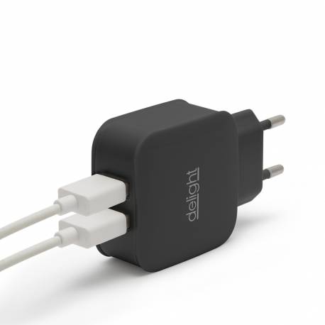 USB sieťový adaptér 2xUSB čierna