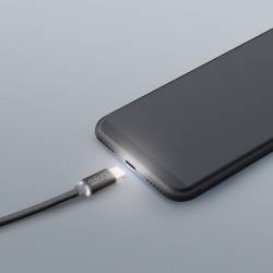 Dátový kábel - USB Type - C s LED svetlom čierny - 1 m
