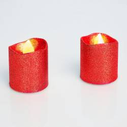 LED sviečka červená farba 2 ks / blister