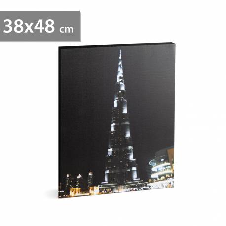 LED obrázok na stenu "Burj Khalifa" - 2 x AA, 38 x 48 cm