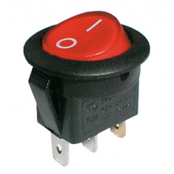 Prepínač kolískový okrúhly pros. 2pol./3pin ON-OFF 250V/6A červený