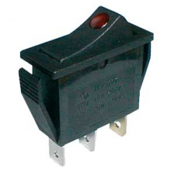 Prepínač kolískový 2pol./3pin ON-OFF 250V/15A prosv. bod R