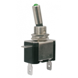 Prepínač páčkový 2pol./2pin ON-OFF 12VDC/25A LED zelená