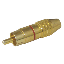Konektor CINCH kabel kov zlatý pr.5-6mm červený