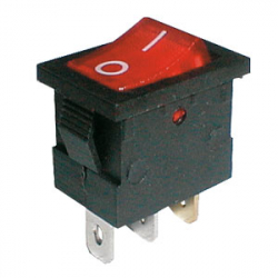 Prepínač kolískový 2pol./3pin ON-OFF 250V/6A pros. červený