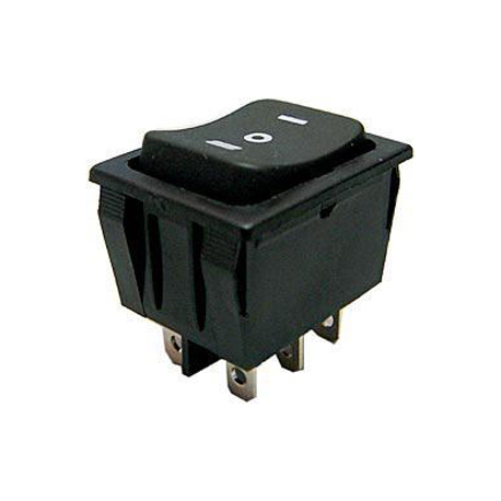 Prepínač kolískový 3pol./6pin (ON)-OFF-(ON) 250V/15A čierny