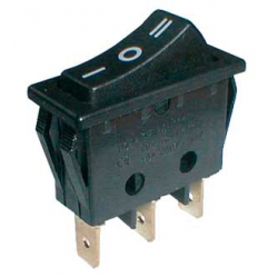 Prepínač kolískový 3pol./3pin ON-OFF-ON 250V/15A čierny