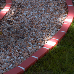 LED solárny obrubník- 20 x 9 x 8,4 cm - biela - 10 ks / sada