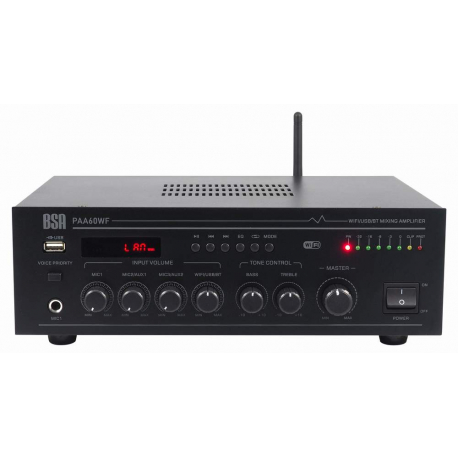 Kompaktná rozhlasová ústredňa BSA pre 100V * 60W * USB/MP3/BT prehrávač s WIFI/LAN internetovým rádiom