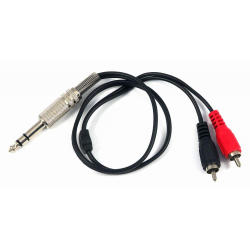 0,75m prepojovací kábel 1x Stereo Jack 6,3mm - 2x RCA