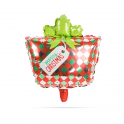 Vianočný balón - darček - hliník - 30 x 18 cm