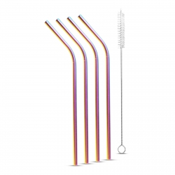 Sada slamiek z nehrdzavejúcej ocele - titánová dúha - 215 x 6 mm - 5 kusov