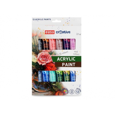 Akrylové farby EASY CREATIVE 12 farieb 20ml