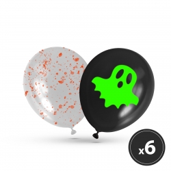 Sada halloweenskych balónov - fosforeskujúce - 6 ks / balenie