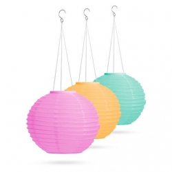 Solárny lampión - zelená farba - studená biela LED - 28 cm