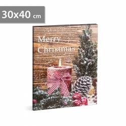 Vianočný LED obrázok - s vešiakom na stenu , 2 x AA, 40 x 30 cm