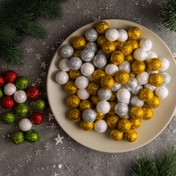 Vianočná ozdobná guľa - trblietavé, polyfoamové guličky - 20 mm - 2 druhy - 17 g / balenie
