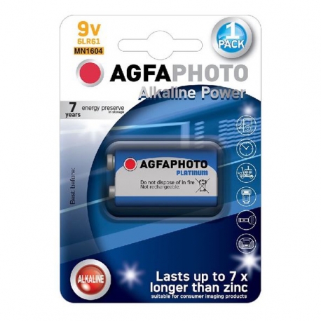 Batéria 6F22 (9V) alkalická AGFAPHOTO Power 1ks / blister