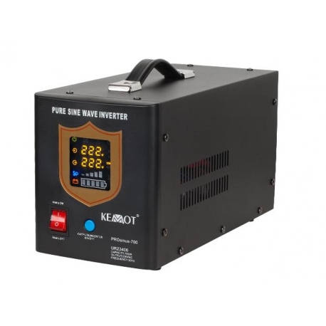 Záložný zdroj čistý sínus PROsinus-700W 12V/ 230V KEMOT čierny