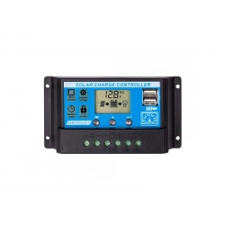 Solárny regulátor PWM 12-24V/20A+USB pre Pb batérie, LiFePO4, Li-ion