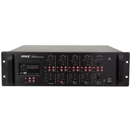 4-zónová multiroom matrix rozhlasová ústredňa * 4x 120W RMS /100V, 70V, 4ohm * 5 vstupov