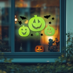 Halloweenska fosforeskujúca dekorácia na okno - tekvica - 29 x 16 cm 