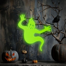 Halloweenska fosforeskujúca dekorácia - duch - 15 x 12 cm 