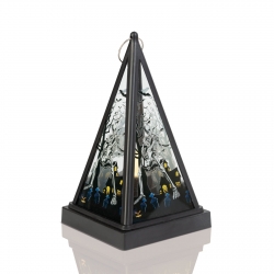 Halloweensky LED lampáš - kostra - teplá biela - čierna - 9,5 x 9,5 x 17 cm - 2 x AAA