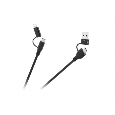 Kábel CABLETECH KPO3943 USB A/C - USB-C/Lightning 1m Black