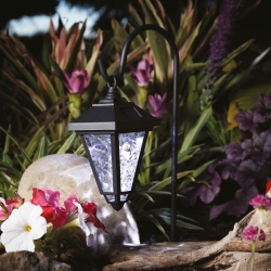 LED solárna lampa - svietnik - 80 cm - čierny - studená biela