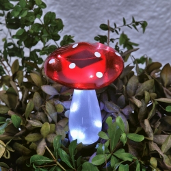 Zapichovací solárny hríb - 23,5 cm - 10 studená biela LED