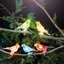 Solárna sveteľná reťaz - vtáčik, so štipcom - 80 cm - 5 farebných , RGB LED
