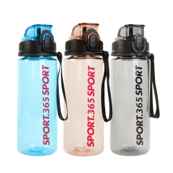 Športová fľaša - plastová, priehľadná - 600 ml - 3 farby