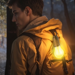 Zavesiteľná solárna lampa - tvar žiarovky - USB-C - 100 lumen - 400 mAh