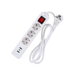 WinningStar – 3 v 1 predlžovačka – 3 zásuvky s vypínačom + 2 x USB + 1 x C-typ – 3 m