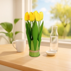 Dekoratívna umelá rastlina - tulipán - žltá - 26 x 6,5 cm
