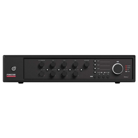 4-zónový zosilňovač pre 100V rozvody Fonestar * 240W * 7 vstupov * USB/MP3/BT/FM