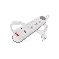 Predlžovací prívod 3 zásuvky 2m EMOS P1312FC USB s vypínačom