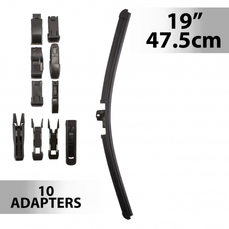 Stierač 19"/47,5 cm - s 10 adaptérmi