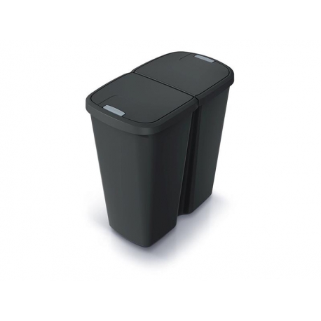 Kôš odpadkový COMPACTA Q DUO recyklovaná čierna s čiernym vekom 45l