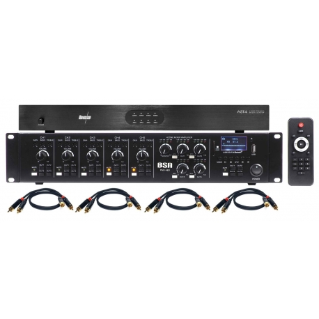 4-zónový multiroom matrix systém BSA pozostávajúci z 1x PMX460 + 1x AST4 + 4x PPK RCA620/05