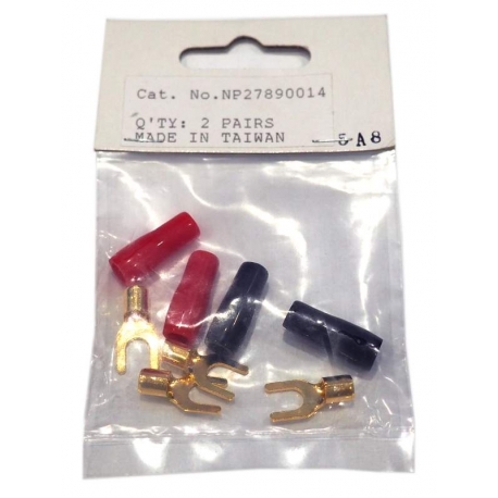 9x10mm vydličky, pozlátené s gumenou izoláciou, balenie obsahuje 2 páry