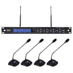 Set 4 bezdrôtových UHF mikrofónov * 4x stolný mikrofón na 42cm husom krku