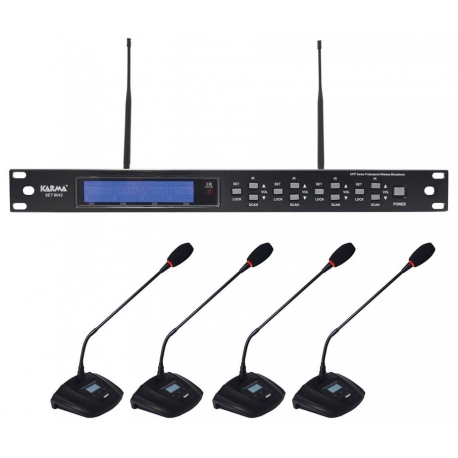 Set 4 bezdrôtových UHF mikrofónov * 4x stolný mikrofón na 42cm husom krku