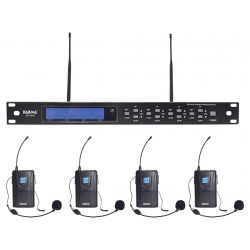 Set 4 bezdrôtových UHF mikrofónov * 4x náhlavný mikrofón