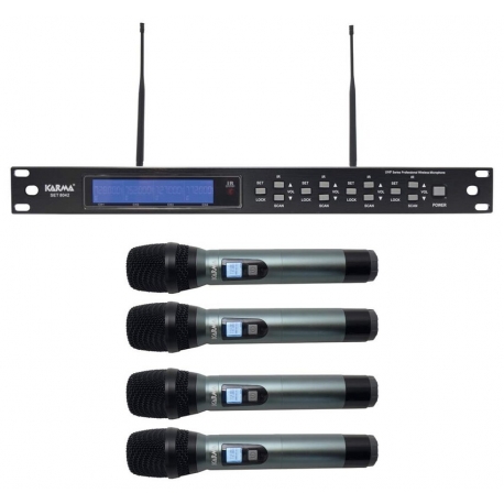 Set 4 bezdrôtových UHF mikrofónov * 4x ručný mikrofón